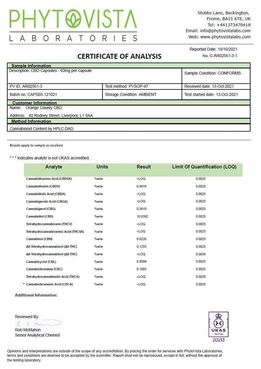 Orange County 3600mg Full Spectrum CBD Capsules - 60 Caps - remedykartelcbd1stop