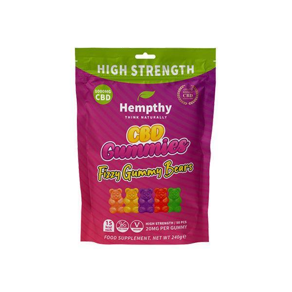 Hempthy 1000mg CBD Fizzy Gummy Bears Gummies - 50 Pieces - remedykartelcbd1stop