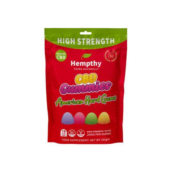 Hempthy 1000mg CBD American Hard Gums Gummies - 50 Pieces - remedykartelcbd1stop