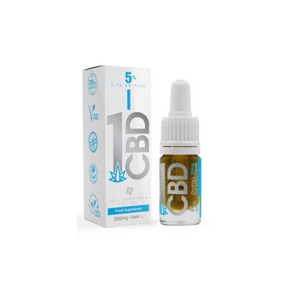 1CBD 5% Pure Hemp 250mg CBD Oil Lite Edition 5ml - remedykartelcbd1stop