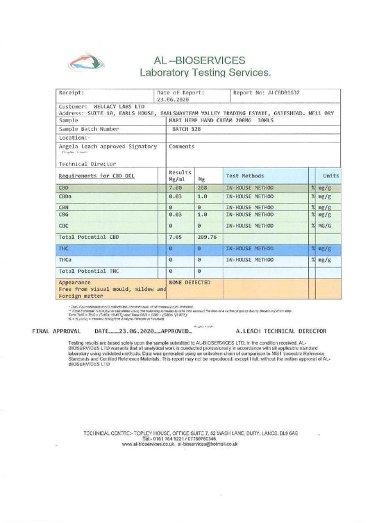 Hapi Hemp 200mg CBD Hand & Nail Cream - 30ml - remedykartelcbd1stop