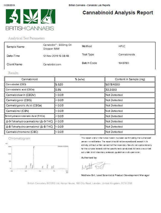 CBD by British Cannabis 500mg CBD Raw Cannabis Oil Drops 10ml - remedykartelcbd1stop