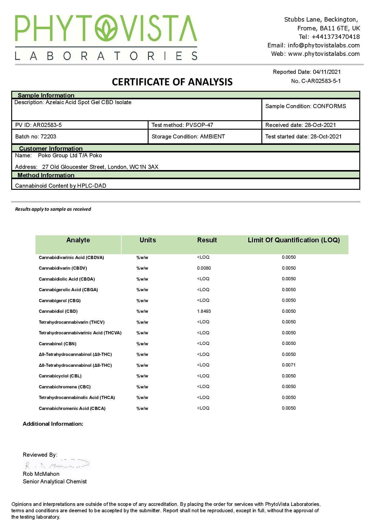 Poko 500mg CBD Azelaic Acid Spot Gel - 30ml - remedykartelcbd1stop