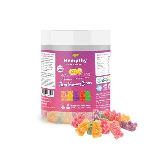 Hempthy 1200mg CBD Fizzy Gummy Bears - 40 pieces - remedykartelcbd1stop