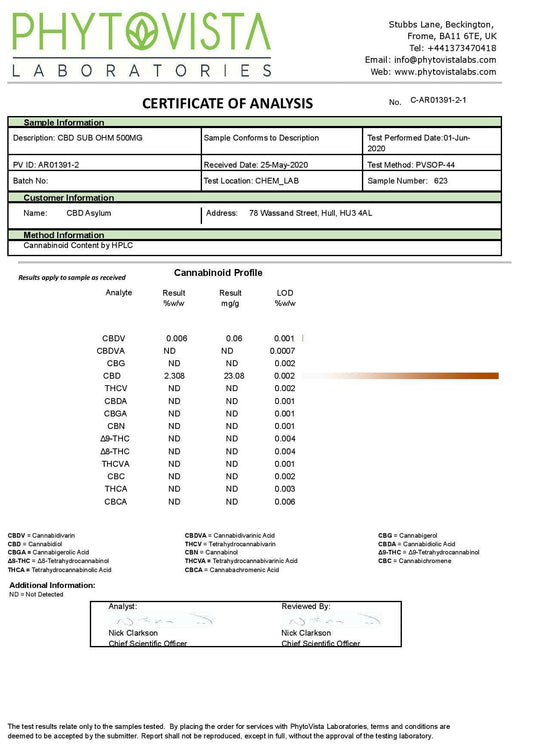CBD Sub Ohm 500mg CBD E-liquid 50ml (70VG/30PG) (BUY 1 GET 2 FREE) - remedykartelcbd1stop