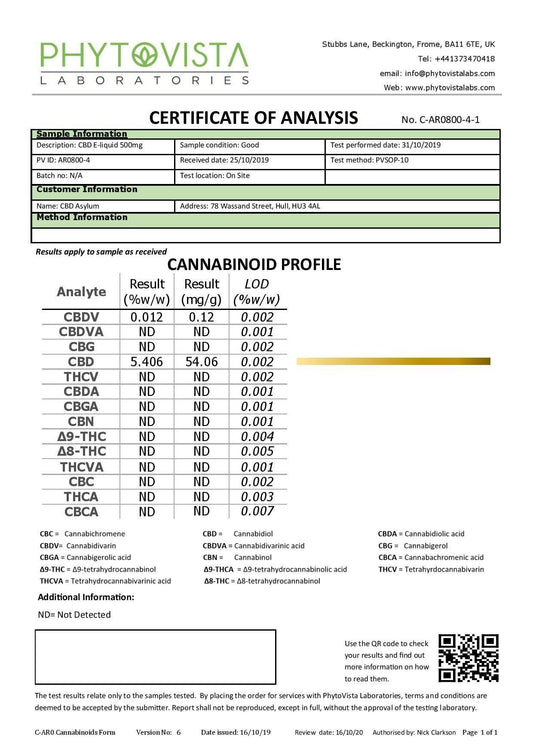 CBD Asylum 500mg CBD E-liquid 10ml (70VG/30PG) (BUY 1 GET 2 FREE) - remedykartelcbd1stop