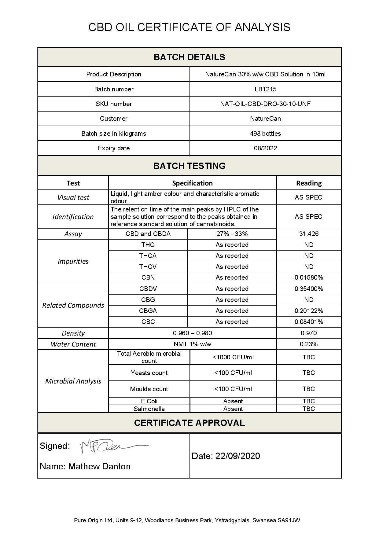 Naturecan 30% 3000mg CBD Broad Spectrum MCT Oil 10ml - remedykartelcbd1stop