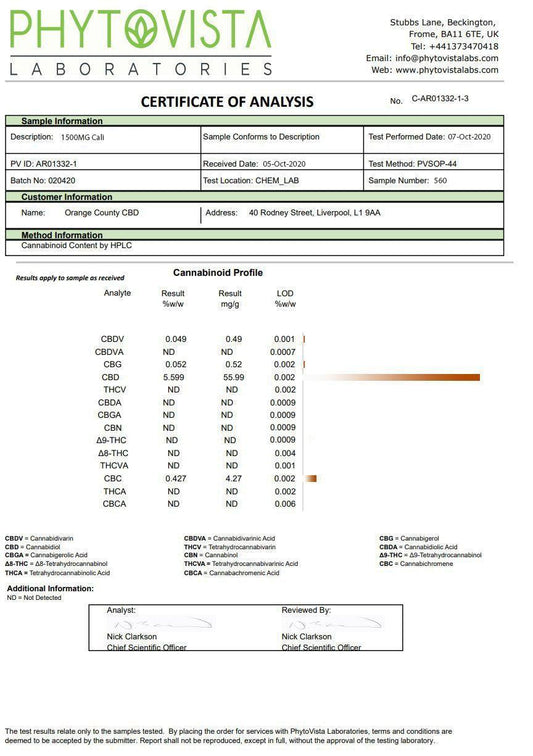 Orange County CBD Cali Range 1500mg CBD 50ml E-liquid (60VG/40PG) - remedykartelcbd1stop