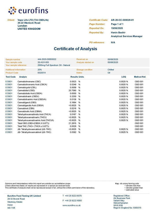 CBDLife 2000mg CBD + CBDa Raw Hemp Extract Oil 10ml - remedykartelcbd1stop