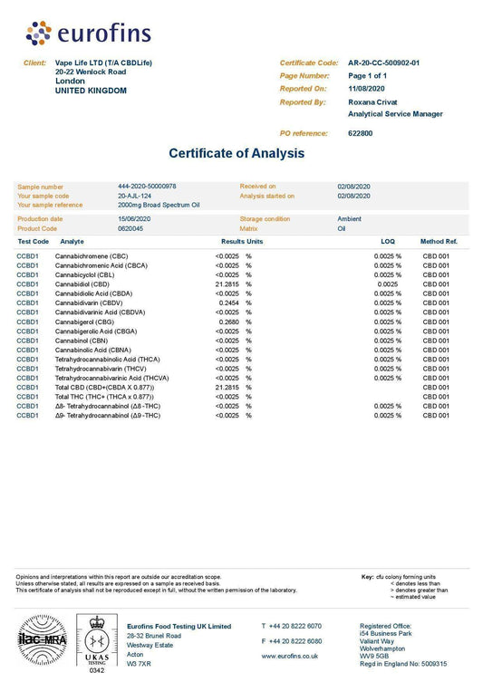 CBDLife 2000mg CBD Refined Hemp Extract Oil 10ml - remedykartelcbd1stop