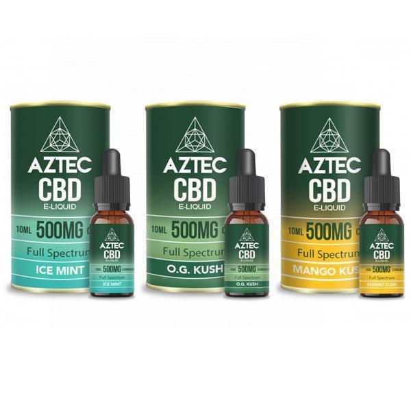 Aztec CBD 500mg CBD Vaping Liquid 10ml (50PG/50VG) - remedykartelcbd1stop
