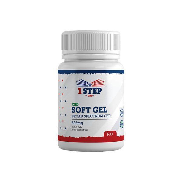 1 Step CBD 625mg Max Broad Spectrum CBD Soft Gel Capsules - 25 Caps (BUY 1 GET 1 FREE) - remedykartelcbd1stop