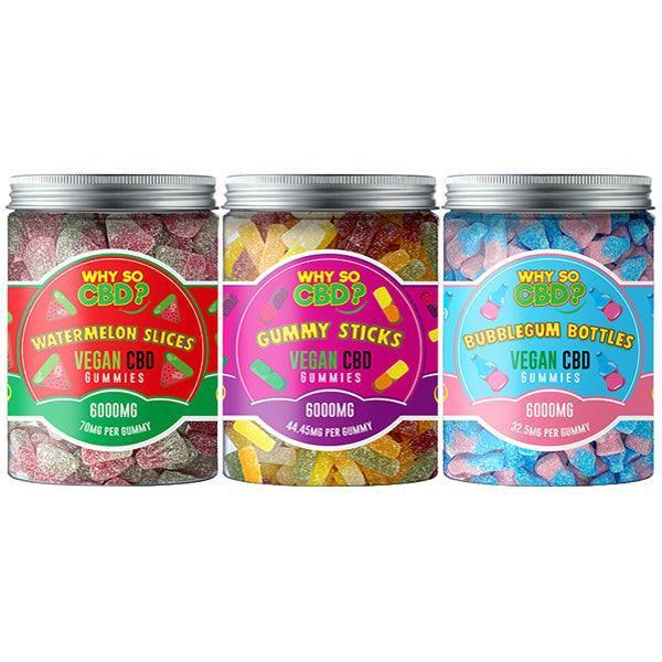 Why So CBD? 6000mg CBD Large Vegan Gummies - 11 Flavours - remedykartelcbd1stop