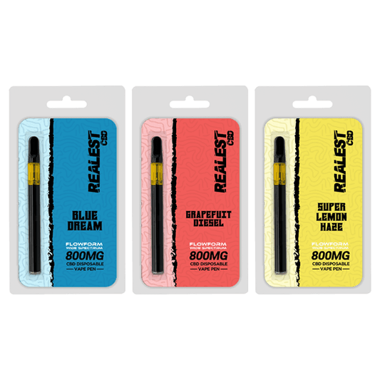 Realest CBD 800mg Flowform Wide Spectrum CBD Disposable Vape Pen 170 Puffs (BUY 1 GET 1 FREE) - remedykartelcbd1stop