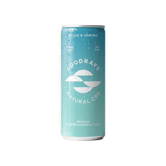 24 x Goodrays 30mg CBD Elderflower and Yuzu Seltzer 250ml - remedykartelcbd1stop