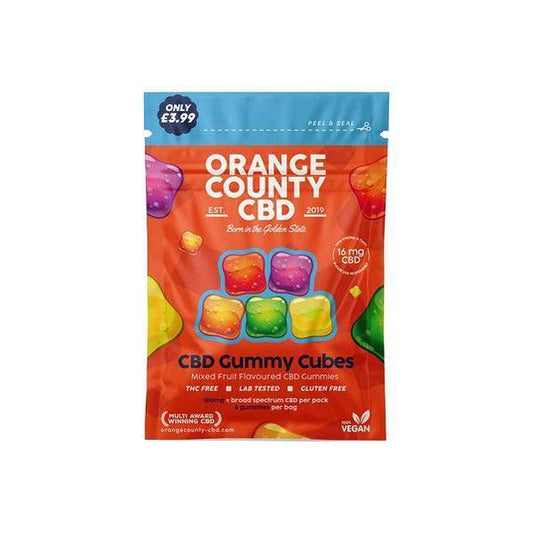 Orange County CBD 100mg Mini CBD Gummy Cubes - 6 Pieces - remedykartelcbd1stop
