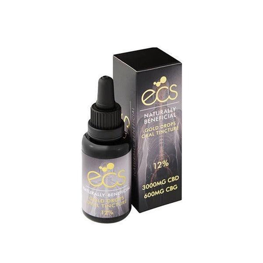 ECS Gold Drops 12% 3000mg CBD + 600mg CBG Oil 30ML - remedykartelcbd1stop