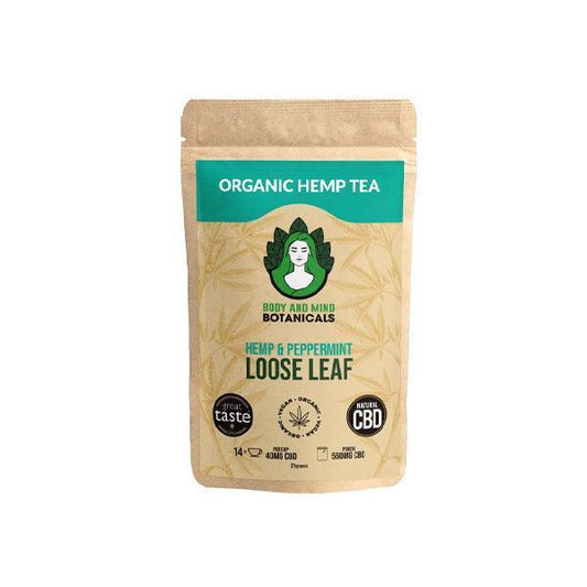Body and Mind Botanicals 560mg CBD Cannabis Herbal Tea Loose Leaf - Peppermint - remedykartelcbd1stop