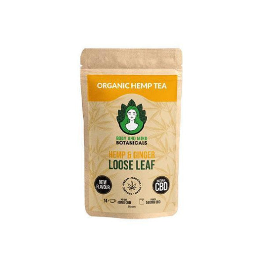 Body and Mind Botanicals 560mg CBD Cannabis Herbal Tea Loose Leaf - Ginger - remedykartelcbd1stop