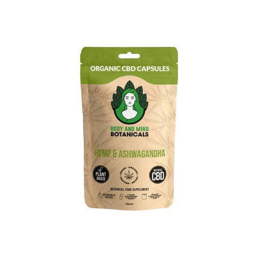 Body and Mind Botanicals 405mg CBD Hemp & Ashwagandha Capsules - 90 Caps - remedykartelcbd1stop