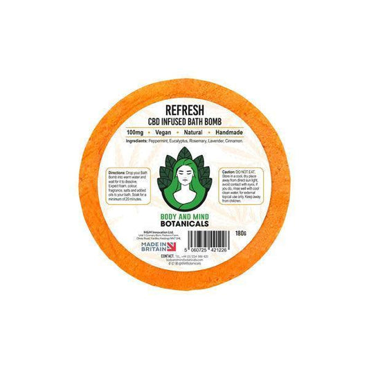 Body and Mind Botanicals 100mg CBD Refresh Bath Bomb - 180g - remedykartelcbd1stop