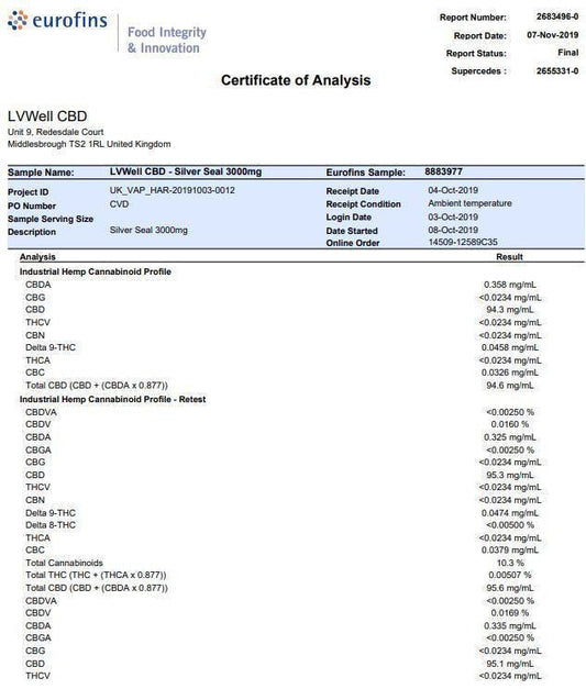 LVWell CBD Silver Seal 3000mg 30ml Hemp Seed Oil - remedykartelcbd1stop