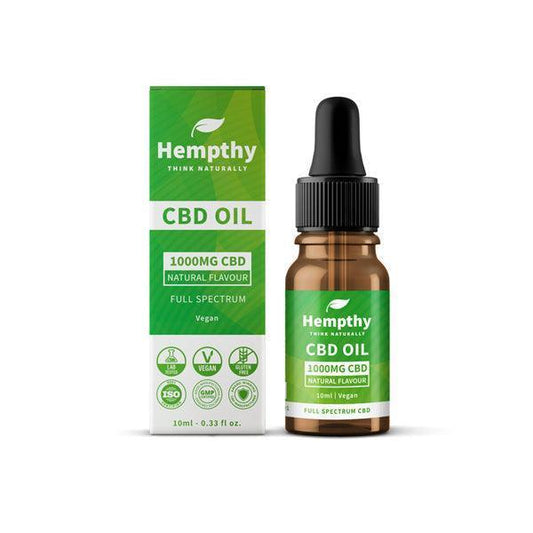 Hempthy 1000mg CBD Oil Full Spectrum Natural -  10ml - remedykartelcbd1stop