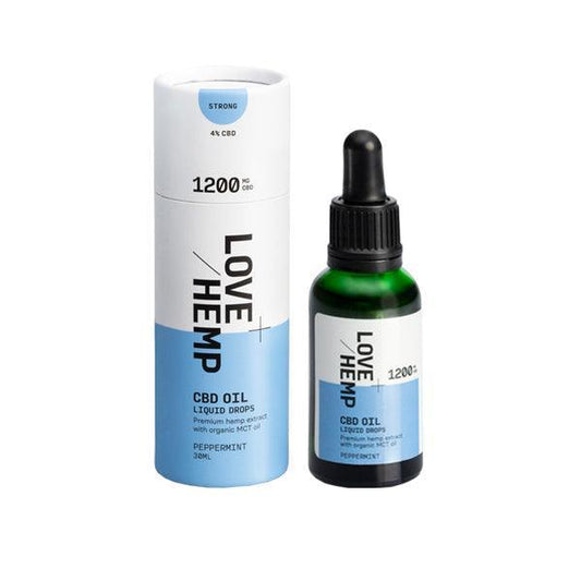 Love Hemp 1200mg Peppermint 4% CBD Oil Drops - 30ml - remedykartelcbd1stop