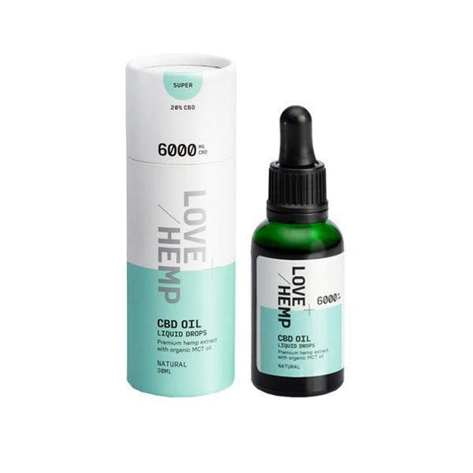Love Hemp 6000mg Natural 20% CBD Oil Drops - 30ml - remedykartelcbd1stop