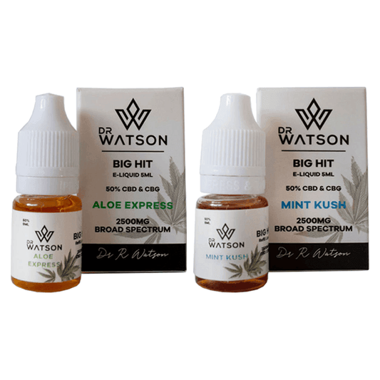 Dr Watson Big Hit 2500mg CBD & CBG E-liquid 5ml - remedykartelcbd1stop