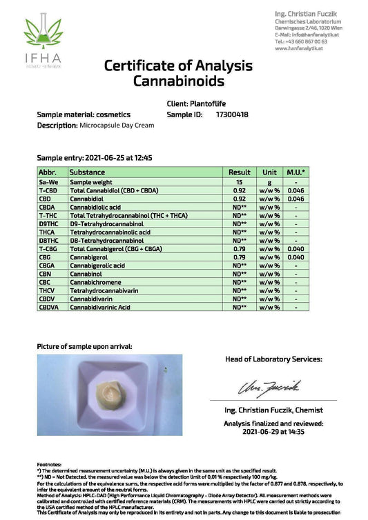 Plant of Life 50mg CBD + CBG Microcapsule Day Cream - 50g - remedykartelcbd1stop