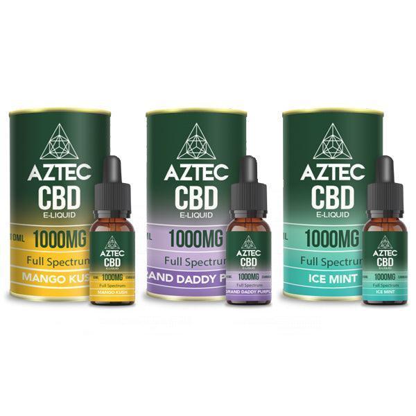 Aztec CBD 1000mg CBD Vaping Liquid 10ml (50PG/50VG) - remedykartelcbd1stop