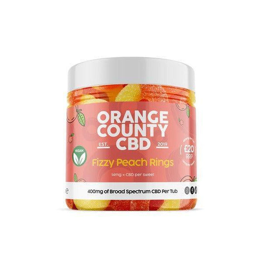 Orange County CBD 400mg CBD Fizzy Peach Rings - Small Tub - remedykartelcbd1stop