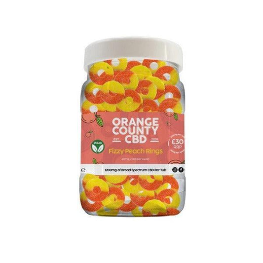 Orange County CBD 1600mg CBD Fizzy Peach Rings - Large Tub - remedykartelcbd1stop