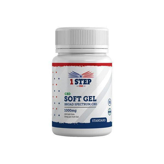 1 Step CBD 1000mg Standard Broad Spectrum CBD Soft Gel Capsules - 100 Caps (BUY 1 GET 1 FREE) - remedykartelcbd1stop