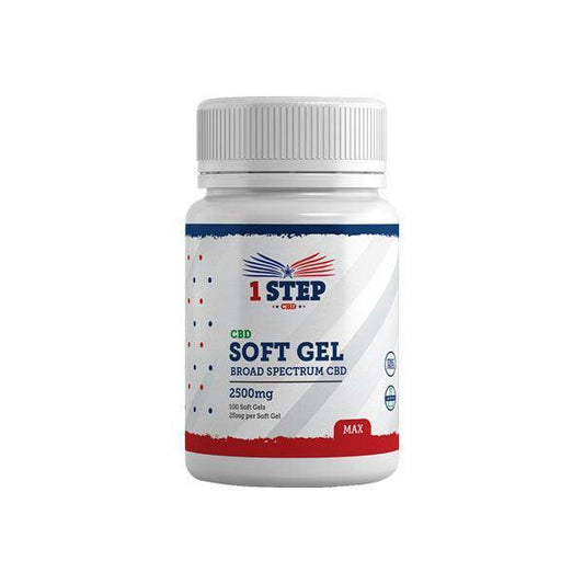 1 Step CBD 2500mg Max Broad Spectrum CBD Soft Gel Capsules - 100 Caps (BUY 1 GET 1 FREE) - remedykartelcbd1stop