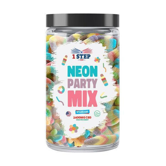 1 Step CBD Standard CBD Neon Party Mix Gummies 2400mg (800g) (BUY 1 GET 1 FREE) - remedykartelcbd1stop
