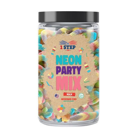 1 Step CBD Max CBD Neon Party Mix Gummies 4000mg (800g) (BUY 1 GET 1 FREE) - remedykartelcbd1stop